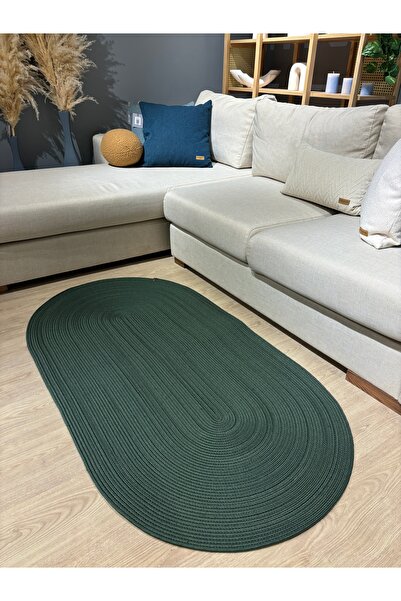 MaVaux Galileo Oval Jüt Yuvarlak Hasır Görünümlü Klasik Halı Kilim