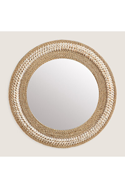 Chakra Shell Yuvarlak Ayna 45 Cm Bej