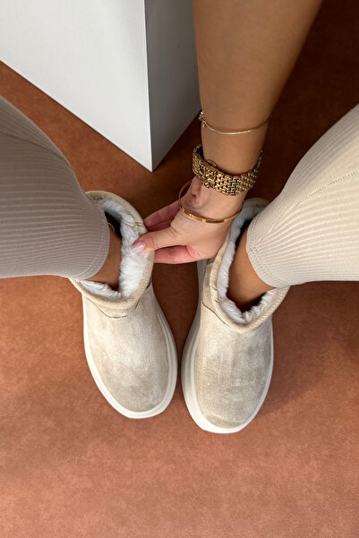 Mupa Shoes Γυναικείες Μπότες Μπεζ Suede