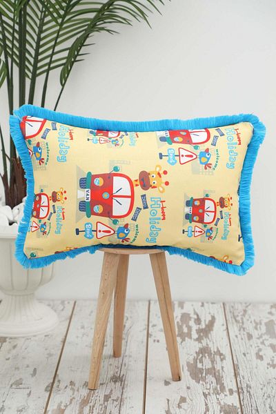 Aisha's Design Holiday Themed Children's Throw Pillow Cover with Fringed Edges 50X30 Cm,K-405