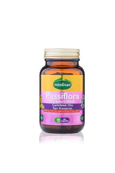 Mindivan 60's 500 Mg Capsules with Passiflora Sleep Helping Passion Herb & St. John's Wort Extract