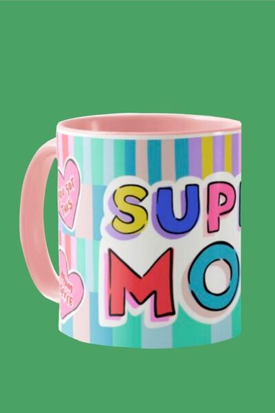 Hello Melody Design كوب "SUPER MOM" من سلسلة Hello Melody - طباعة رقمية بتصميم أصلي 9.5x8 سم