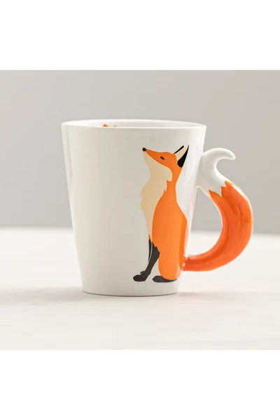 Choice 360ML Orange 360ML Ceramic Fox Mug Creative Fox Tail Water Cup Cartoon Animal Coffee Tea Milk Cups O