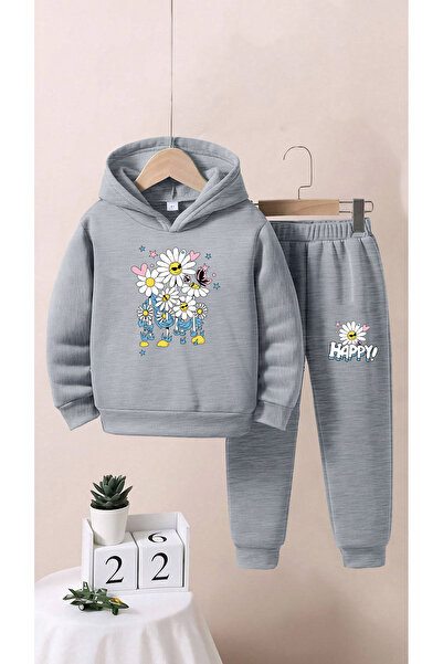 LAPS Kids Happy Hour Printed Top and Bottom Tracksuit Set