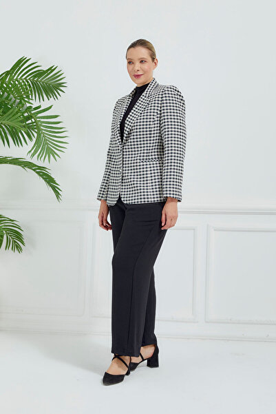 Fagi Γυναικείο καρό κλασικό μπουφάν με διπλά κουμπιά