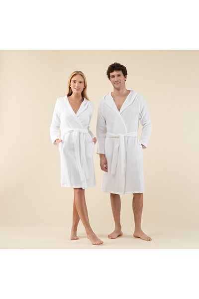 Chakra Armin Unisex Bornoz Beyaz