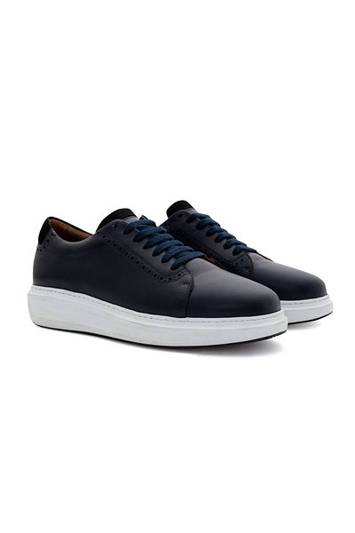 Hemington Navy Blue Handmade Leather Sneaker