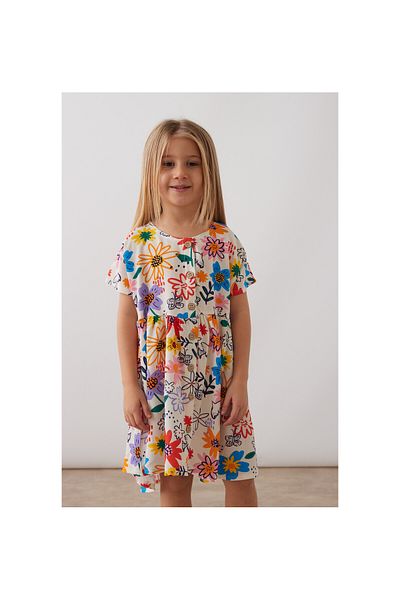 CİCHLİD Girl's Flower Patterned Dress