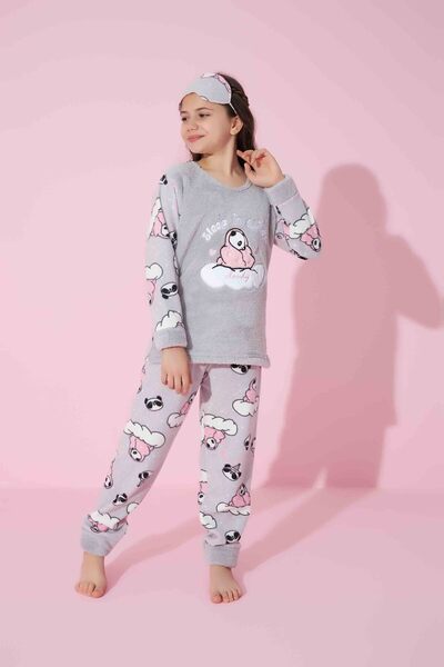 MEBA Girl's Wellsoft Plush Fleece Pajama Set with Sleeping Band