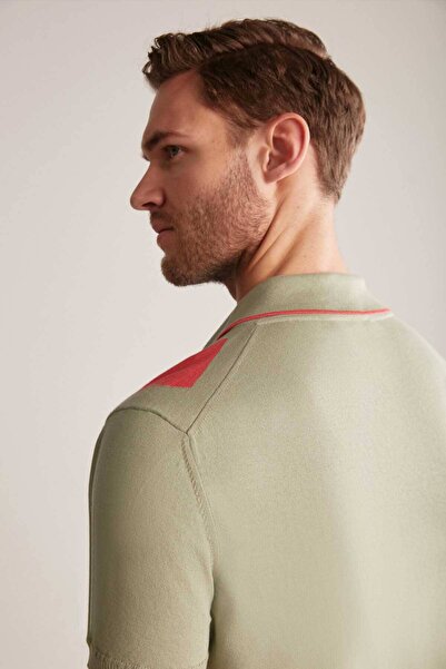 Hemington Square Pattern Giza Cotton Light Green Knitwear Polo