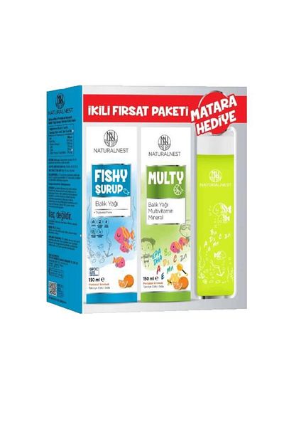 Naturalnest Fishy Surup Multy - Double Surup Opportunity Package with Water Bottle Gift