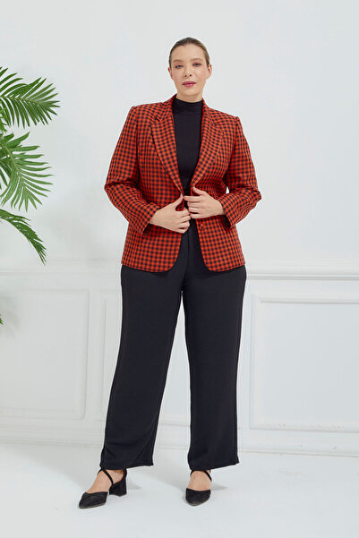 Fagi Γυναικείο καρό κλασικό μπουφάν με διπλά κουμπιά