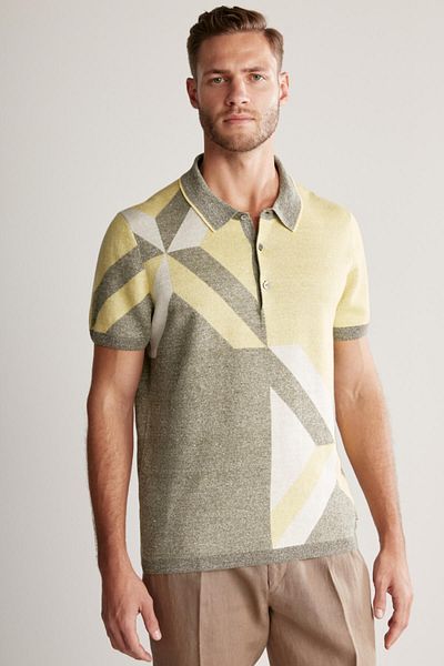 Hemington Linen Cotton Blend Green Knitwear Polo