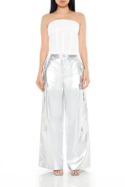 Forever 21 Saten Metalik Kargo Pantolon