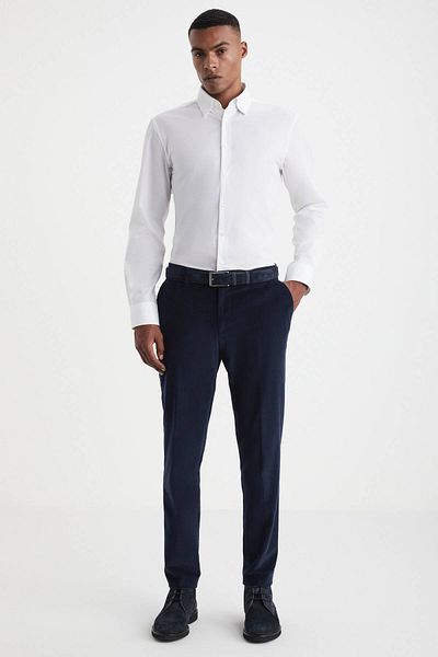 Hemington Navy Blue Velvet Trousers