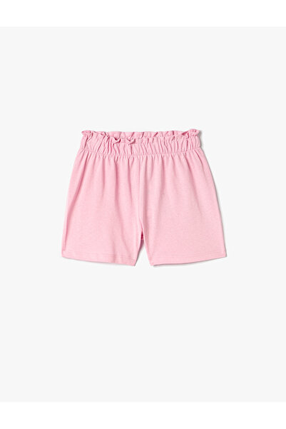 Koton Cotton Textured Elastic Waist Shorts - Pockets