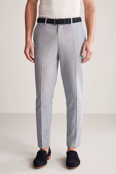 Hemington Linen Cotton Blend Blue Chino Trousers