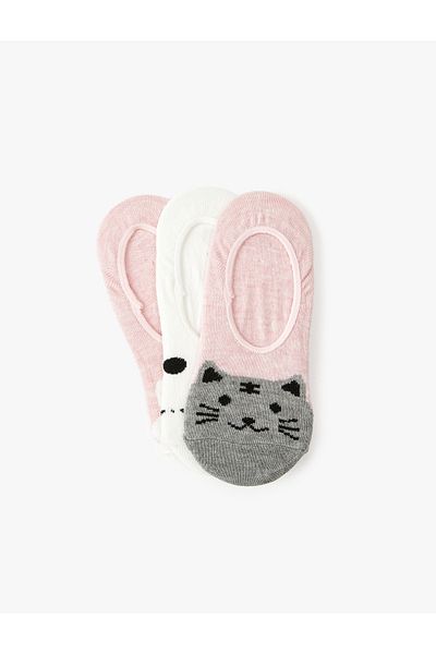 Koton Set of 3 Cat Printed Ballerina Socks