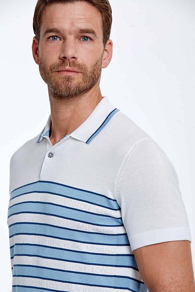 Hemington Blue Stripe Patterned White Knitwear Polo