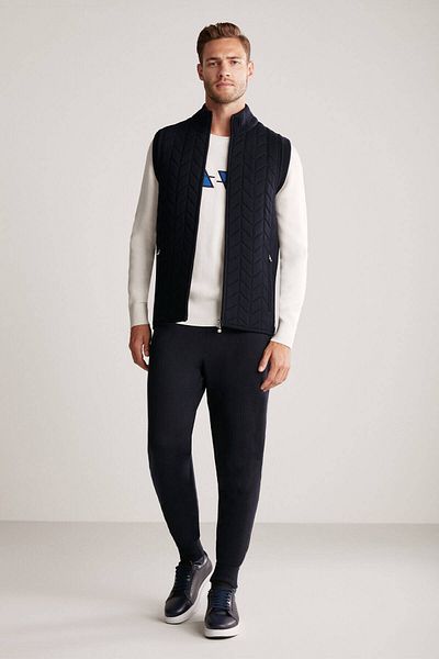 Hemington Navy Blue Activewear Merino Wool Knitwear Vest