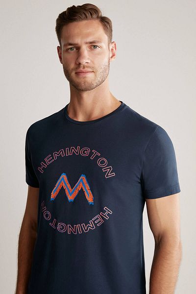 Hemington Logo Pima Cotton Navy Blue T-Shirt