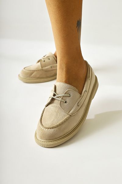 Limoya Γυναικεία casual παπούτσια Janin Beige Suede Lace-Up