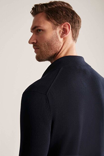 Hemington Pure Cotton Navy Blue Knitwear Jacket