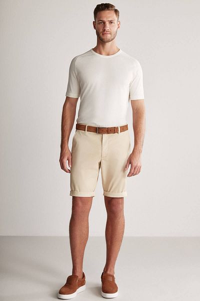 Hemington Sand Color Cotton Chino Bermuda Shorts