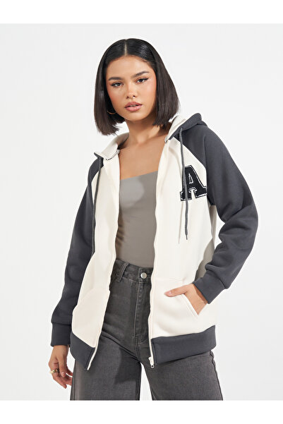 Styli هودي بسحاب من اللون طويل الحجم