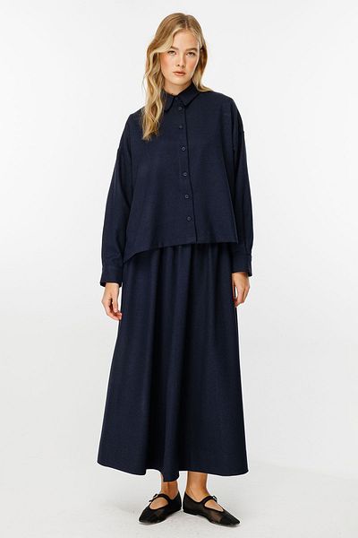 Hooopstore Premium κοντό πουκάμισο Navy Blue