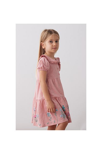 CİCHLİD Girl's Combed Flower Patterned Dress