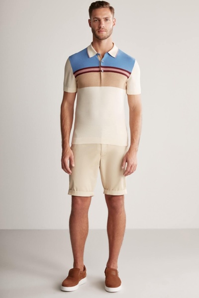 Hemington Stripe Pattern Cream Color Knitwear Polo