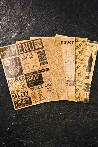 Woodcept 50 Pieces of Vintage Newspaper Pattern Service and Presentation Paper, 5 Patterns Mixed Vintage Patterns Oil Paper