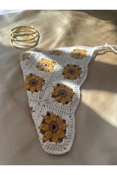 RA Design Πλεκτή μπαντάνα με σχέδιο ηλίανθου