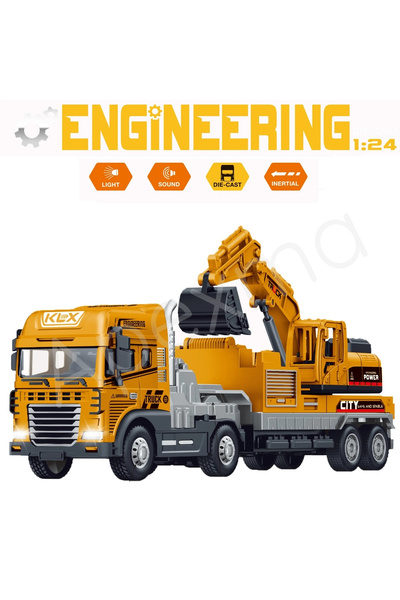 welcomein Oyuncak Sürtmeli Sesli Ve Işıklı Vinç Mikser Ve Kepçeli 1:43 Iş Araçları