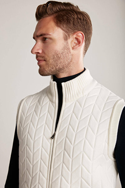 Hemington Ekru Activewear Merino Yün Triko Yelek