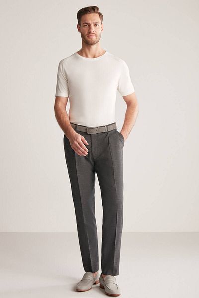 Hemington Linen Wool Blend Black Classic Woven Trousers