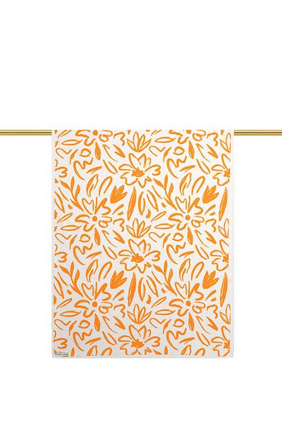 Bursa İpek Πορτοκαλί Ανοιξιάτικο Μοτίβο Twill Silk Shawl