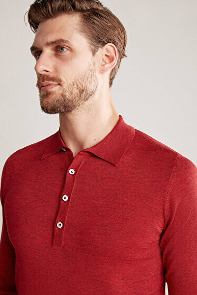 Hemington Extrafine Merino Polo Yaka Kırmızı Triko