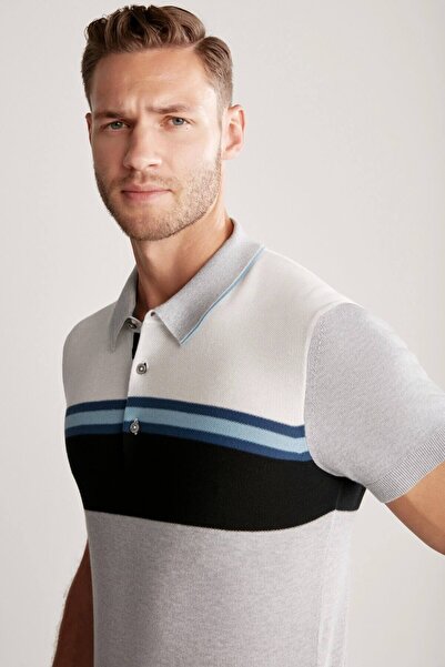 Hemington Stripe Pattern Light Gray Knitwear Polo