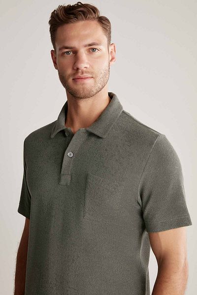 Hemington Khaki Terry Fabric Polo Neck T-Shirt
