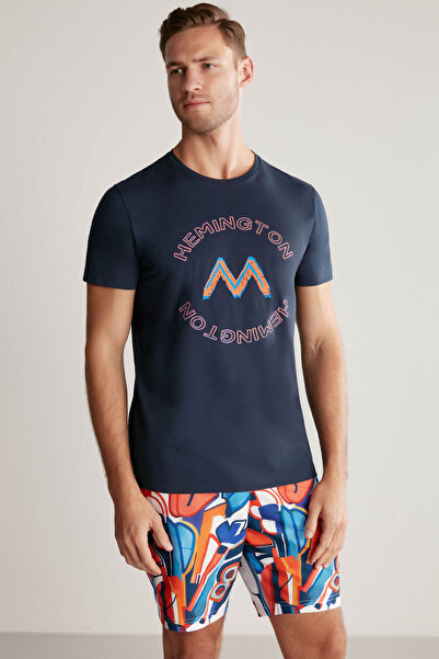 Hemington Logo Pima Cotton Navy Blue T-Shirt