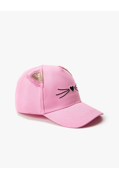 Koton Cotton Cat Cap - Applique Detailed Hat