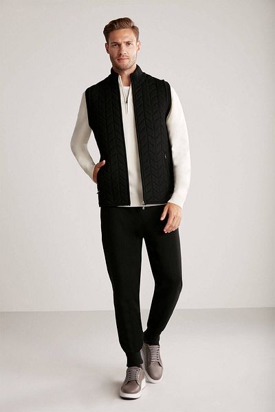 Hemington Black Activewear Merino Wool Knitwear Vest