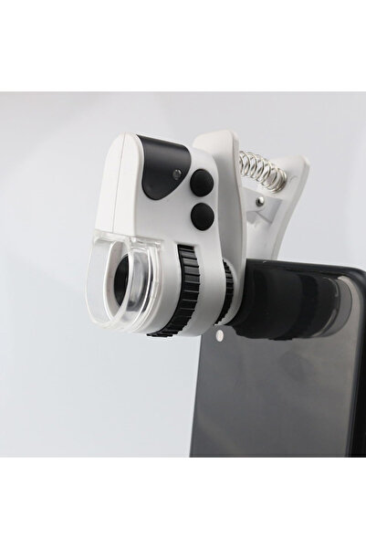 Microcase 60X Mini Cep Telefonu için Mandallı Mikroskop UV Ledli Büyüteç - AL...