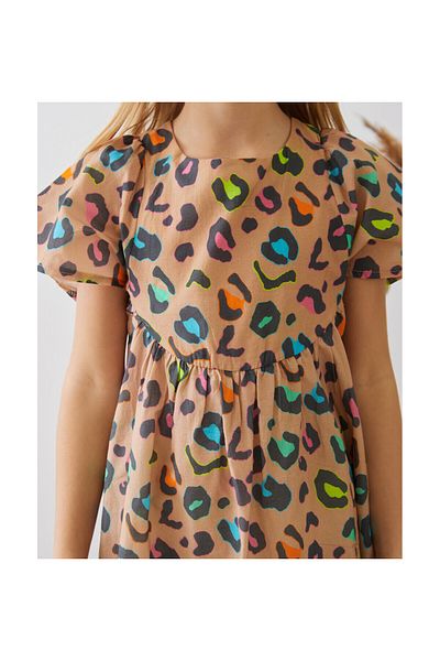 CİCHLİD Girl's Leopard Patterned Dress