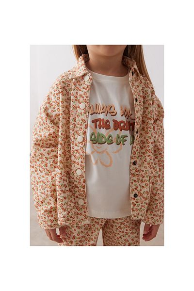CİCHLİD GIRL FLOWER PATTERNED WOVEN TRIPLE SET