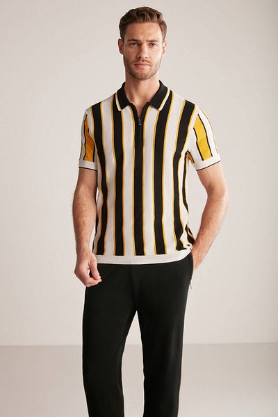 Hemington Stripe Pattern Black-White Knitwear Polo