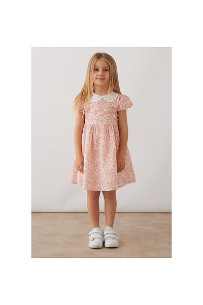 CİCHLİD Girl's Collar Detail Vual Fabric Dress