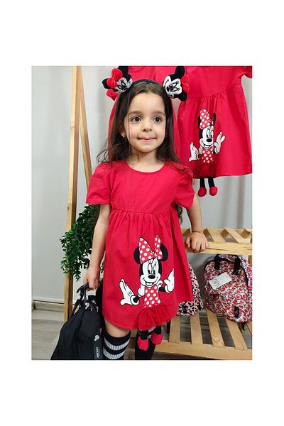 CİCHLİD Girl's Mickey Patterned Dress